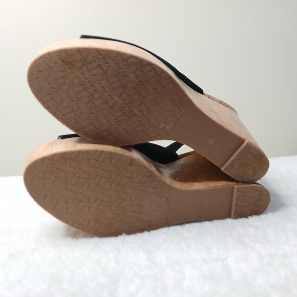 Stuart Weitzman Riveria Platform Wedge Suede Sandals Black Size 8.5 - Picture 9 of 10